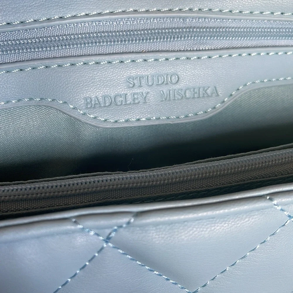 Studio Badgley Mischka light Blue Vegan Leather Handbag/Crossbody - Picture 8 of 10